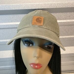 Carhartt Olive Green Cap with Leather Patch